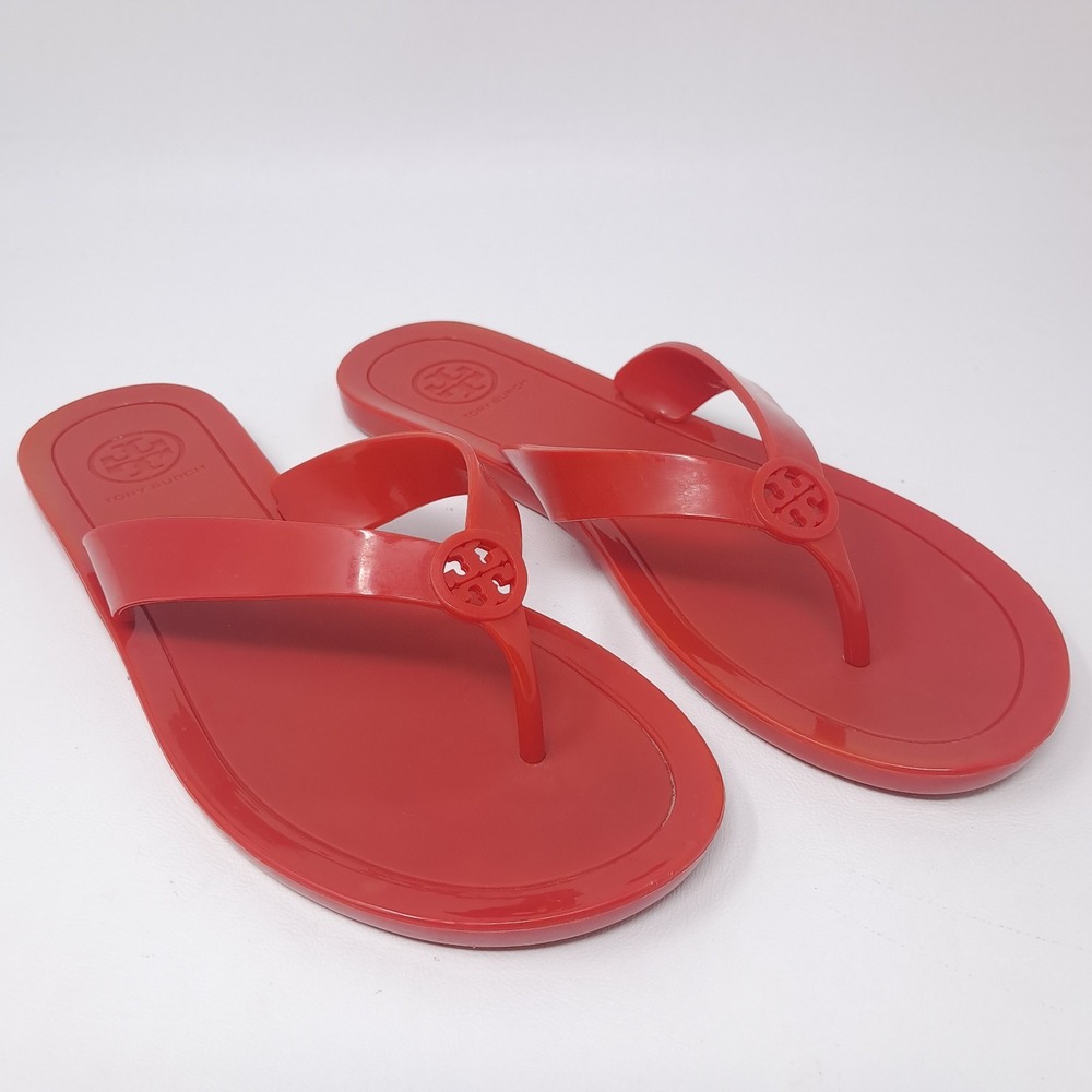 Tory Burch Thora Jelly Flip Flops Women's Size 7 Masai Red Thong Sandals
